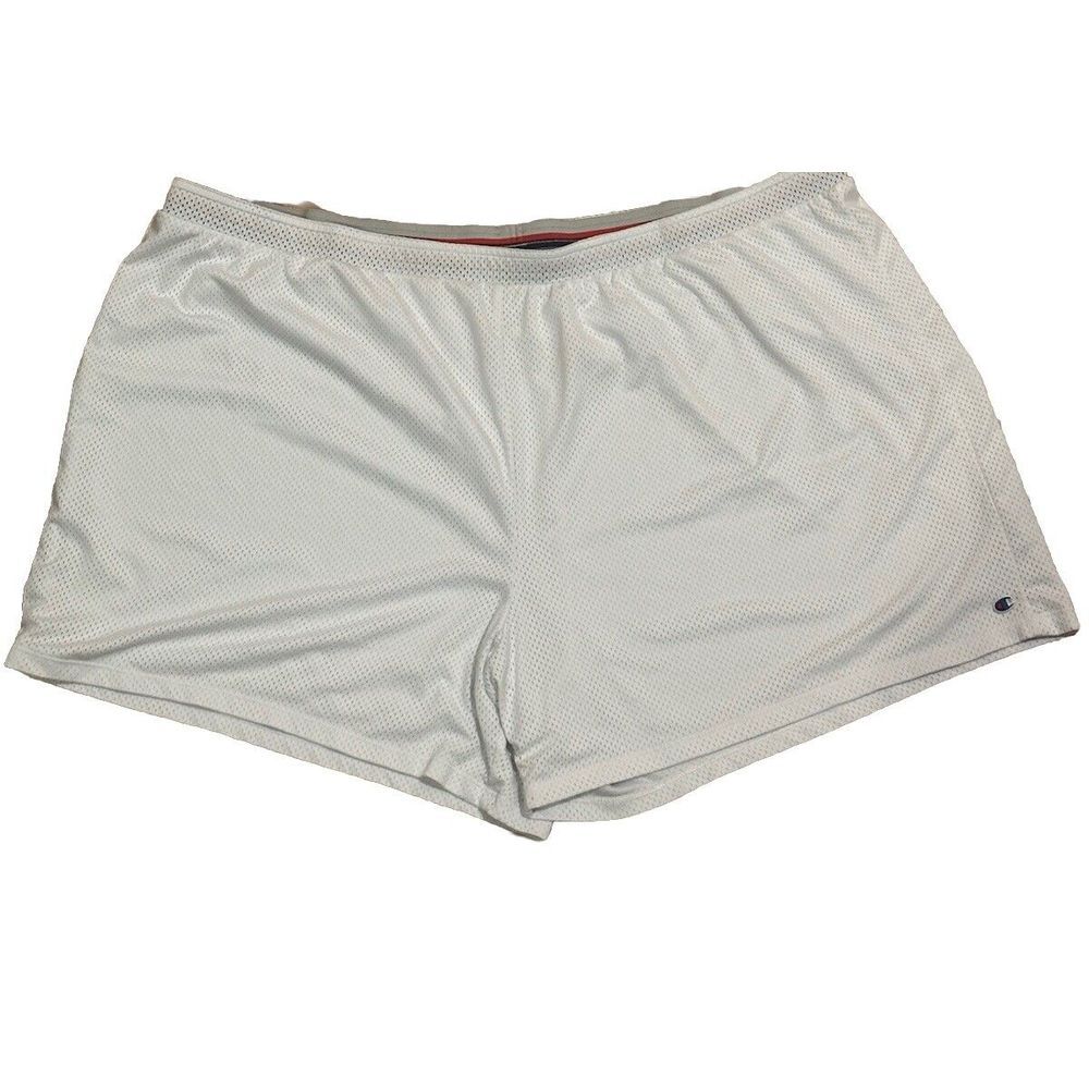Vintage Champion Elastic Waist Mens White Mesh Shorts in Size 4X NWOT